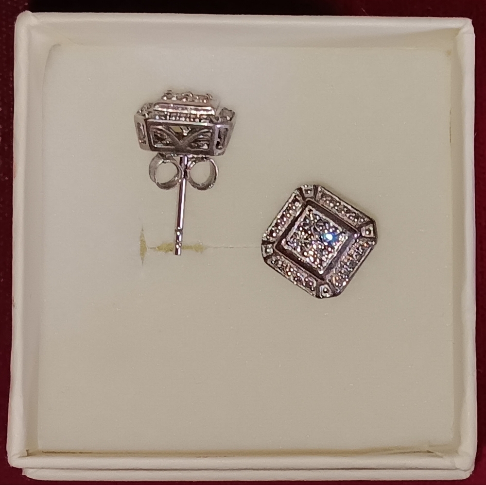 Sterling Silver Diamond Earrings